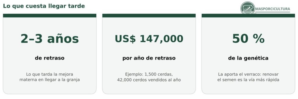 Costo del retraso genético en la granja porcina